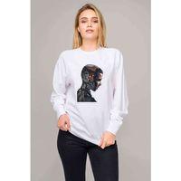 Stranger Things El Baskılı Beyaz Kadın Sweatshirt
