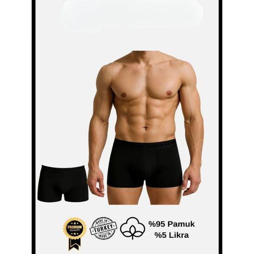 Pamuklu Düz Siyah Renk Erkek Boxer