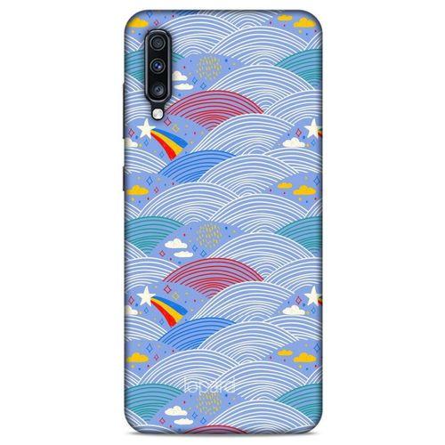 Samsung Galaxy A70 Kılıf Pastel Renkler (2) Kabı Mor Beyaz