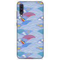Samsung Galaxy A70 Kılıf Pastel Renkler (2) Kabı Mor Beyaz