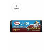 J-400 Jumbo Boy Çöp Torbası 80 x 110 cm 10 Lu Rulo x 5 Paket = 50 Adet (Siyah)