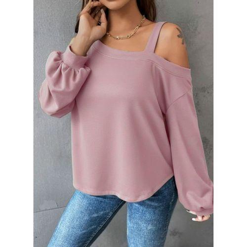 Kadın Uzun Kollu Tek Omuz Askı Detay Salaş Dalgıç Bluz