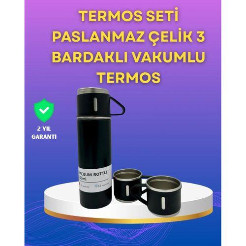 Çelik Termos Bardak Seti | 500 Ml Kapasite, Kaymaz Taban, Hediye Kutulu
