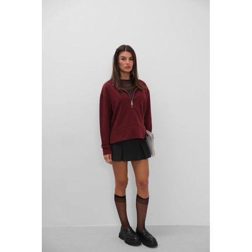 Fermuar Ve Dikiş Detaylı Sweatshirt