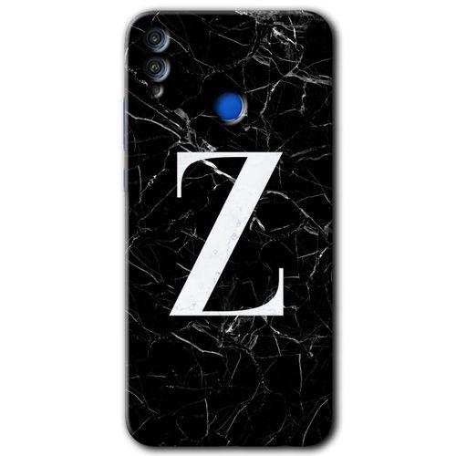 Honor 8x Kılıf HD Desen Baskılı Arka Kapak - Siyah Mermer Desenli Z Harfi