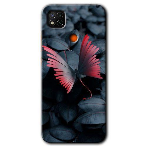 MRCİLETİSİM Xiaomi Redmi 9c Kılıf Kapak - Dark Butterfly +Hayalet Ekran Yandan Gözükmez