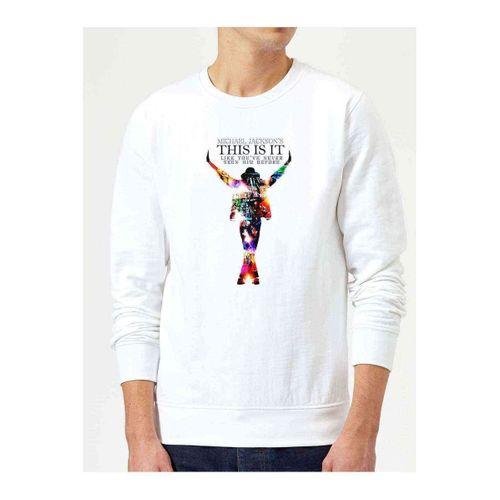 Michael Jackson Baskılı Beyaz Erkek Sweatshirt