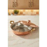 Turna Bakır Beyoğlu Kapaklı Tava 4 No 24 Cm El Dövme Kırmızı Turna7579-1