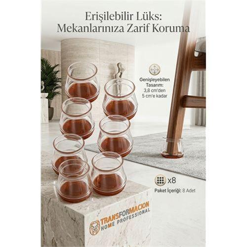 Silent Keçe Tabanlı Şeffaf Sandalye Ayak Koruyucu 8'li Set 723000