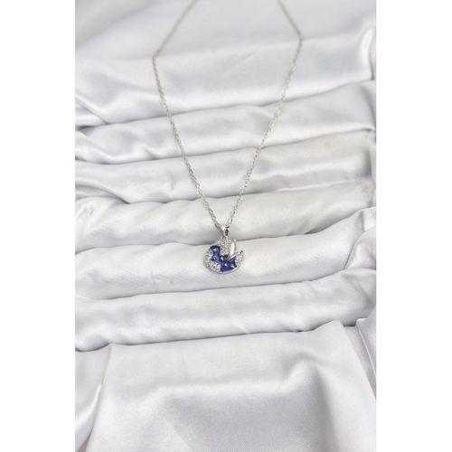 316L Çelik Zincir Gümüş Renk Gece Model Zirkon Taşlı Kadın Kolye