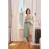 Çiçek Ve Yaprak Desenli Dantelli Ve Dekolteli Sabahlık Takımı