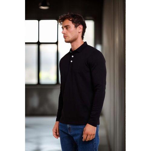 Ridley Regular Fit Doubleface Interlok Polo Yaka Erkek Sweatshirt - Siyah