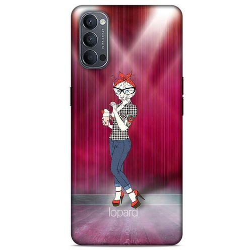 Oppo Reno 4 Kılıf FunnyMaX (50) Shockproof Kılıf Koyu Pembe Kedi
