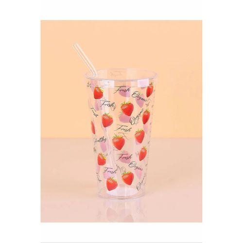 Desenli Plastik Pipetli Bardak 16 Cm 1 Adet Royaleks-ENF-040