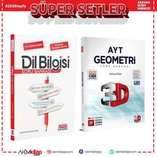 3D AYT Geometri ve AKM Dil Bilgisi Soru Bankası Seti 2 Kitap