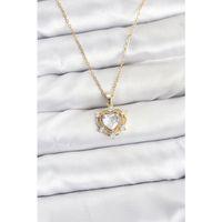 316L Çelik Zincir Gold Renk Kalp Model Zirkon Taşlı Kadın Kolye