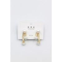 Baget Taşlı İncili Küpe - Altın