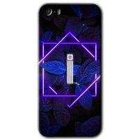 iPhone 5 Kılıf HD Desen Baskılı Arka Kapak - Dark Neon Yaprak İ Harfi + Kırılmaz Cam