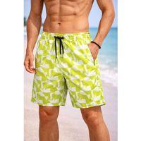Erkek Deniz Şortu Fermuarlı Cepli File Astarlı Hızlı Kuruyan Premium - Sarı