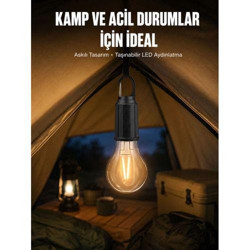 Taşınabilir Askılı Ampul Kamp Lambası Askılı Type-c Şarjlı Bahçe Lambası