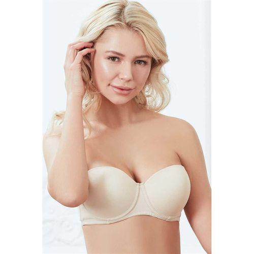 Kadın Balenli Destekli Dolgulu Askısız Straplez Günlük Klasik T-shirt Sütyeni