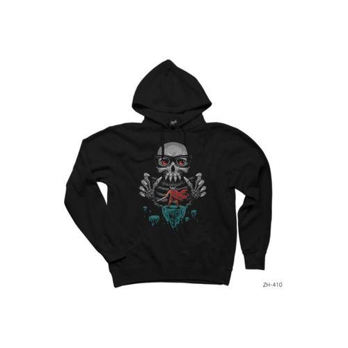 8bit Skull Siyah Kapşonlu Sweatshirt Hoodie
