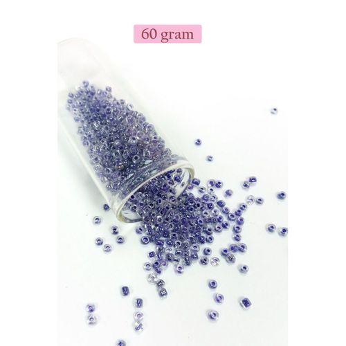 Dökme Cam Kum Boncuk (8/0) 3 mm - 60 Gram - Şeffaf Mor Beyaz - BNC222
