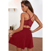 Kadın Bordo İp Askılı, Sırtı Ve Göğsü Dantel Detaylı Şık Gecelik