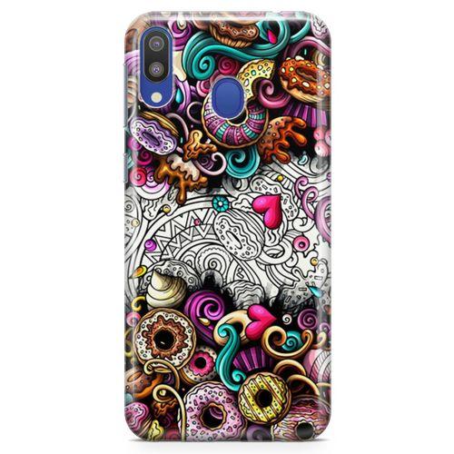 Samsung Galaxy M20 Kılıf Donut Doodle Arka Kapak Koruma Desenli Full Koruyucu