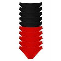 10 adet Süper Eko Set Likralı Kadın Slip Külot Siyah Kırmızı