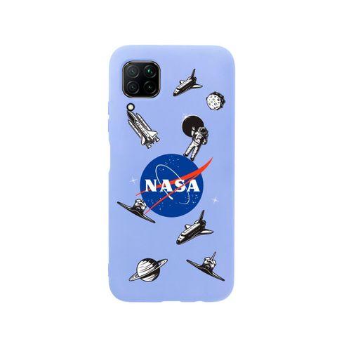 Huawei P40 Lite NASA Desenli Premium Silikonlu Lila Telefon Kılıfı