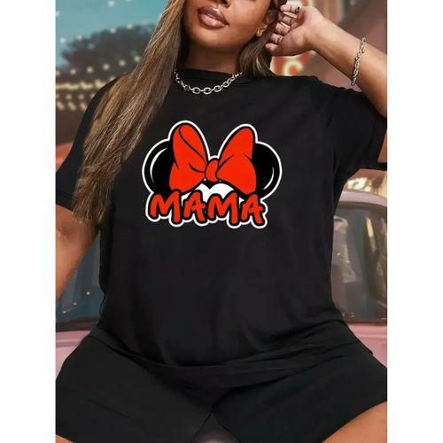 Anneler Günü Hediye Anne Temalı Baskılı Oversize Bisiklet Yaka T-shirt - Siyah