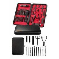 Deri Çantalı Siyah Paslanmaz Çelik 17 Parça Manikür Pedikür Seti