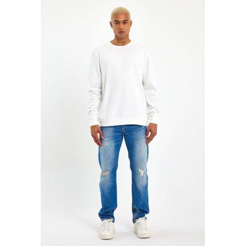Süperlife Erkek Gri Bisiklet Yaka Ribanalı Regular Fit Sweatshirt spr26swk930