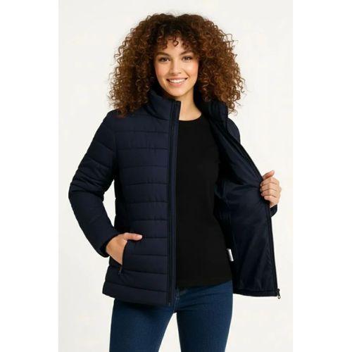 Mikro Su İtici Kapitone Baskılı Astarlı Fermuarlı Bomber Mont - Lacivert