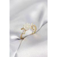 Gold Renk Gül Model Zirkon Taşlı Kadın Yüzük