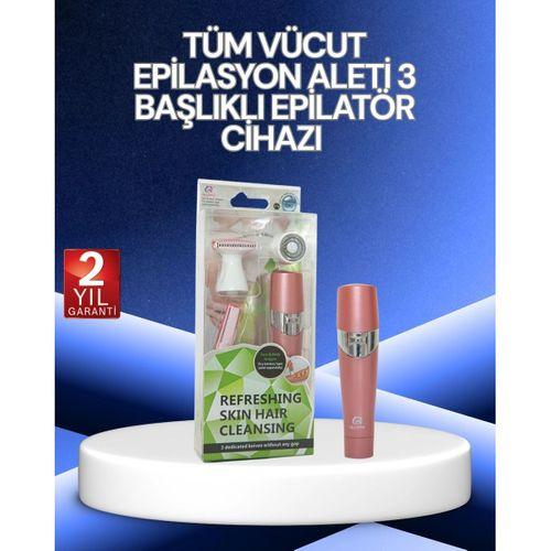 3 Başlıklı Yüz Ve Vücut Tüy Temizleme Cihazı Pembe