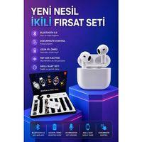 3 nesil Tws Bluetooth Kulaklık Bluetooth Bağlantılı Akıllı Saat Amoled Ekran Plastik Hasır Kordon