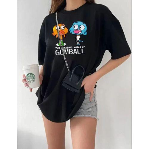 Pilelistore Bisiklet Yaka Baskılı Oversize T-Shirt - Siyah