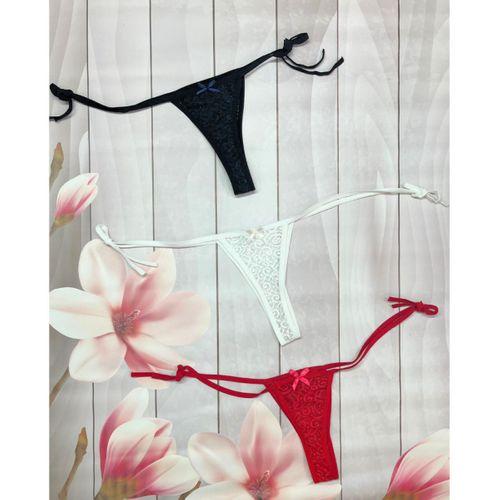 3’lü Dantelli Yandan Bağlamalı Seksi Tanga