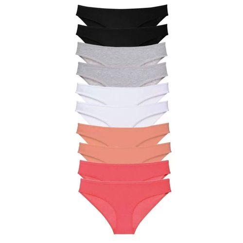 10 Adet Süper Eko Set Likralı Kadın Slip Külot Siyah Gri Beyaz Pudra Fuşya