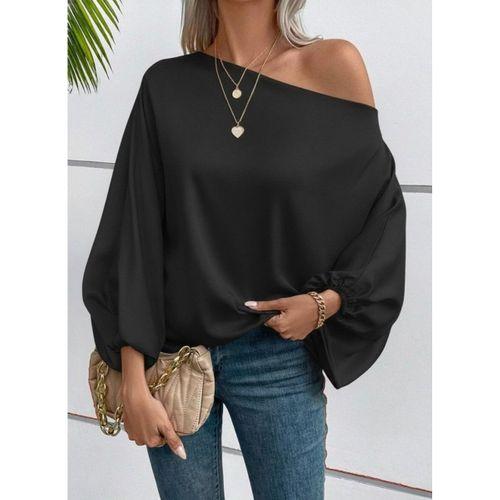 Kadın Tek Omuzu Açık Uzun Kollu Salaş Sandy Bluz