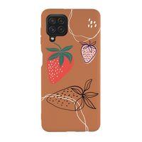 Galaxy M22 Uyumlu Çilek Desenli Desenli Premium Silikonlu Lansman Telefon Kılıfı