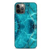 Mermer Desenli (13) Tema Silikon Kap Turkuaz Apple iPhone 12 Pro Kılıf