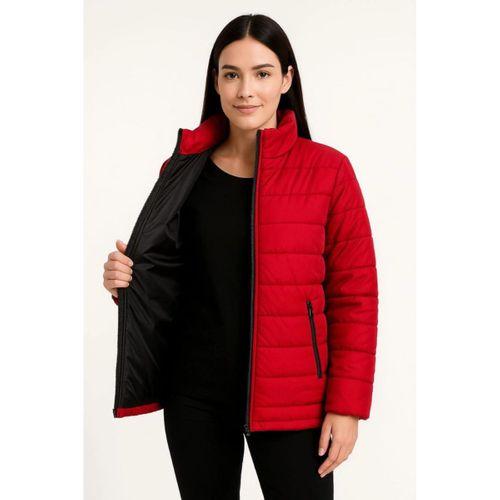 Bomber Mont Ceket – Su İtici Kumaş, Kapitone Astarlı, Fermuarlı, Kışlık - Kırmızı