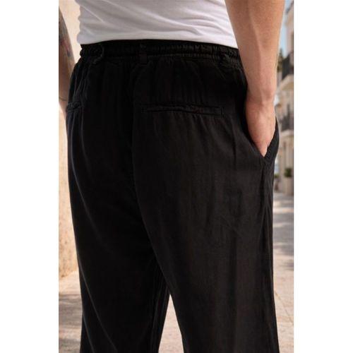 Magnus Tensel Kumaş Relaxed Fit Beli Lastikli Yazlık Erkek Pantolon - Siyah