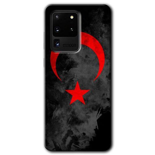 Galaxy S20 Ultra Kılıf HD Desen Baskılı Arka Kapak - Black Ayyıldız