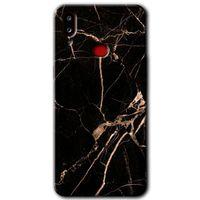 Samsung Galaxy A10s Kılıf Baskılı Kapak - Siyah Gold Mermer + 5D Tam Kaplayan Cam