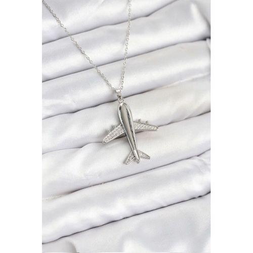 316L Çelik Zincir Gümüş Renk Uçak Model Kadın Kolye