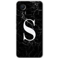 Xiaomi Mi 12 Lite HD Baskılı Kılıf + 9D Tam Ekran Koruyucu - Siyah Mermer Desenli S Harfi